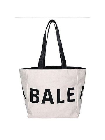 Balenciaga BALENCIAGA 544463 Logo Canvas Leather Tote Bag Beige Black Women's (view 1)