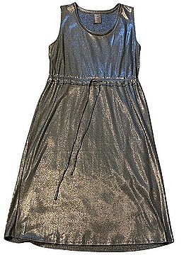 Anthropologie Dolan Silver Metallic Drawstring Midi Dress Casual Dress (view 1)