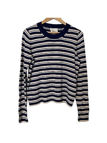 3.1 Phillip Lim Cashmere Split Sleeve Striped Sweater Cashmere Pullover Sweater (view 1)