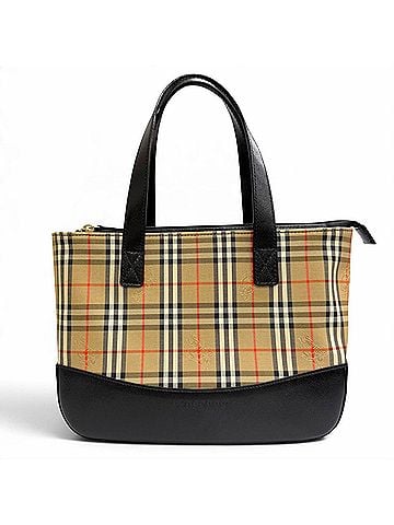 Burberry BURBERRY Vintage Nova Check Shadow Horse Leather Handbag in Beige and Black - Women's (view 1)