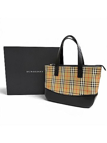Burberry BURBERRY Vintage Nova Check Shadow Horse Leather Handbag in Beige and Black - Women's (view 2)