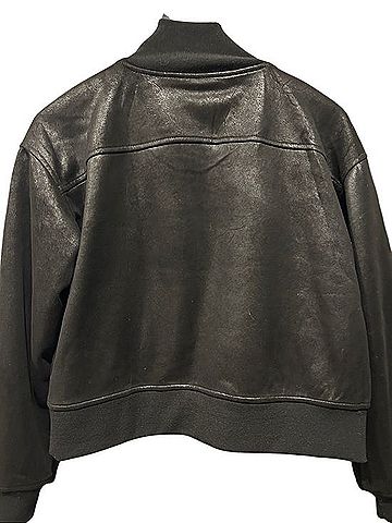 Evereve Black Faux Leather Bomber Jacket With Snap Flap Pockets Jacket (view 2)