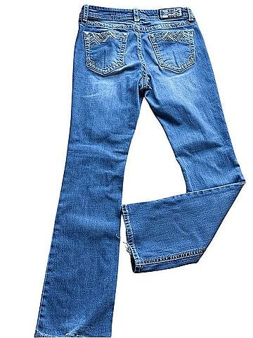 Grace Blue Flare Jeans with Subtle Fading Jeans (view 2)
