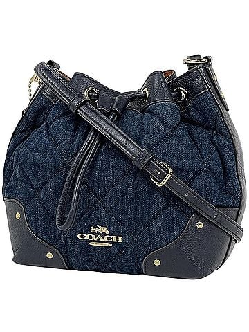 Coach Coach shoulder bag, drawstring type, denim blue/brown, F37489, women's. (view 1)