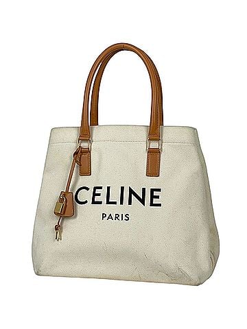 Céline Celine CELINE Horizontal Cabas Canvas Tote Bag, Ivory Brown, Women's (view 1)