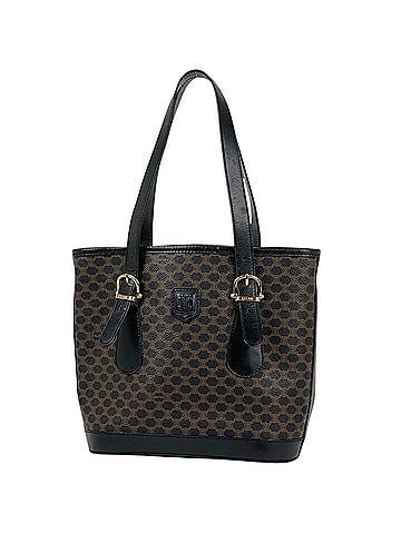 Céline Celine tote bag, Macadam pattern, coated canvas, black, women's. (view 1)