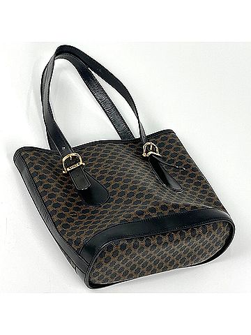Céline Celine tote bag, Macadam pattern, coated canvas, black, women's. (view 2)