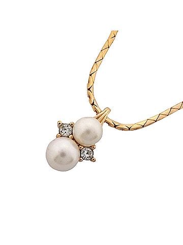 Christian Dior Christian Dior Necklace, GP Plated, Faux Pearl, Rhinestone, Gold, Women's (view 1)