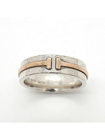 Tiffany & Co. Tiffany &amp; Co. T Narrow Ring, 18K Pink Gold, Sterling Silver 925, Women's (view 2)