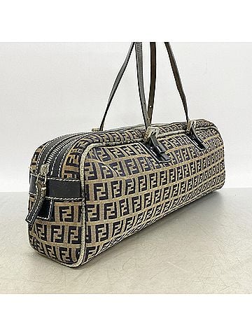 Fendi Fendi Zucchino handbag, nylon canvas, brown and black, for women. (view 2)