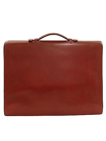 Hermès Hermes Sac à Dépêches business bag with silver hardware, box calf leather, men's scarf. (view 2)