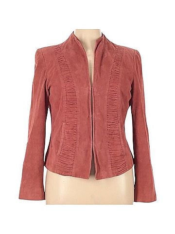 Anne Klein Ruched Suede Leather Jacket Jacket (view 1)