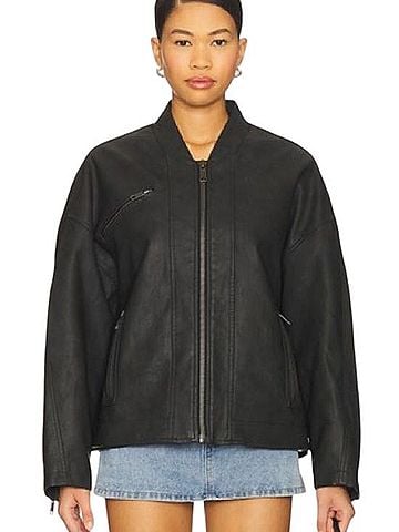 Free People Vinny Faux Leather Bomber Jacket (view 1)