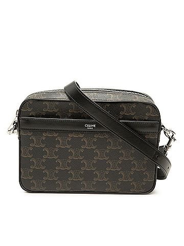 Céline Celine Triomphe Small Messenger Bag, Crossbody Shoulder Black/Brown Leather, Women's CELINE (view 1)