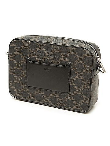 Céline Celine Triomphe Small Messenger Bag, Crossbody Shoulder Black/Brown Leather, Women's CELINE (view 2)