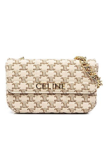 Céline Celine Triomphe Chain Shoulder Bag, Beige Brown Canvas, Women's CELINE (view 1)