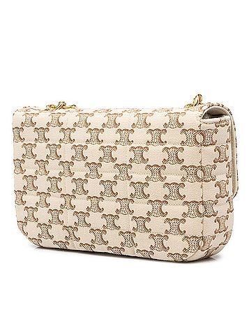 Céline Celine Triomphe Chain Shoulder Bag, Beige Brown Canvas, Women's CELINE (view 2)