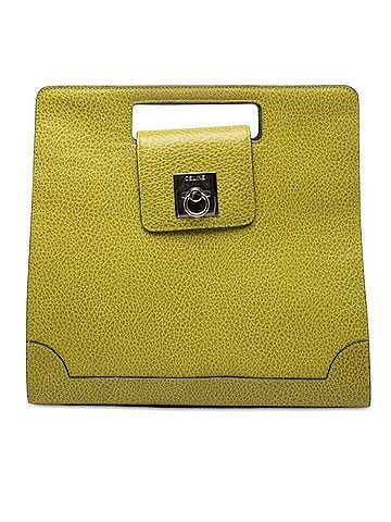 Céline Celine Cutout Handle Square Handbag, Green Leather, Women's CELINE (view 1)
