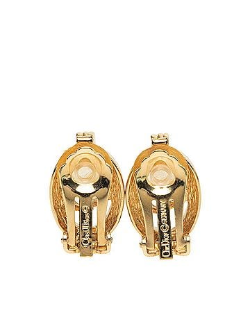 Christian Dior Christian Dior Dior CD Logo Oval Earrings, Gold Plated Rhinestones, Women's (view 2)