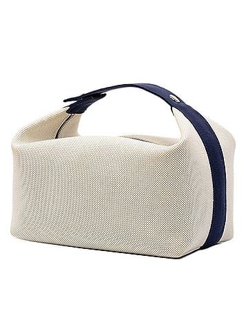 Hermès Hermes Bride à Black GM Cabriole Handbag, Pouch, Ivory/Navy, Toile H, Women's HERMES (view 2)