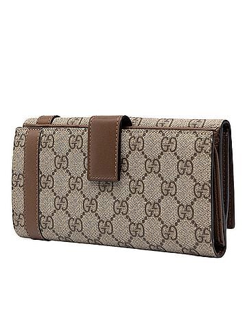 Gucci Gucci GG Supreme Long Wallet 309754 Beige Brown Leather Women's GUCCI (view 2)