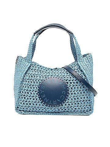Stella McCartney Embroidered Leather Logo Straw Convertible Tote (view 1)