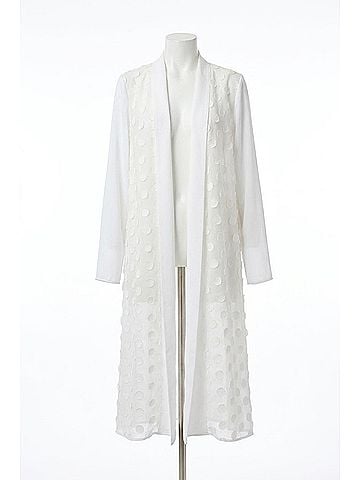 Joseph Ribkoff Women's 3d Polka Dots Open Front Long Cardigan in Vanilla (view 1)