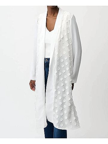 Joseph Ribkoff Women's 3d Polka Dots Open Front Long Cardigan in Vanilla (view 2)