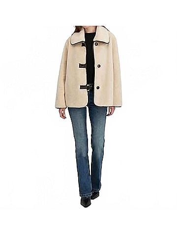 Tahari Women's Faux Shearling Jacket in Light Beige (view 2)