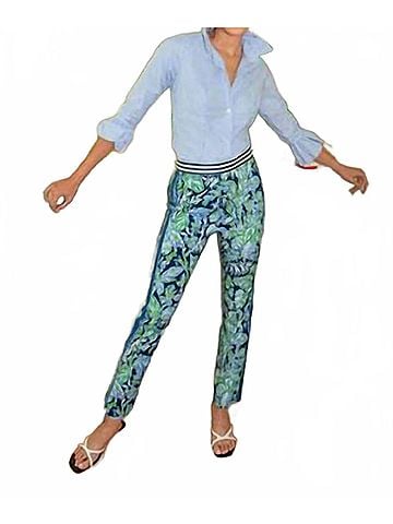 Gretchen Scott Designs Gripeless Pull-On Pants in Navy, Periwinkle &amp; Green (view 2)