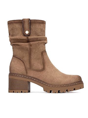 Refresh Women's Suede Ankle Booties in Dark Beige (view 1)