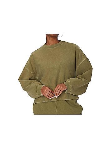 Champion Reverse Weave Crewneck Sweatshirt in Olive Green (view 2)