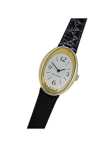 Bvlgari Bulgari BVLGARI Women's Watch, Brand, Oval, Quartz, QZ, 750YG, 18K Gold, Leather Strap, OV32G (view 1)