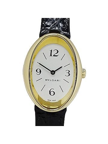 Bvlgari Bulgari BVLGARI Women's Watch, Brand, Oval, Quartz, QZ, 750YG, 18K Gold, Leather Strap, OV32G (view 2)