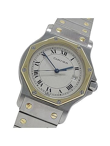 Cartier Cartier men's watch, Santos Octagon LM, date, quartz movement, stainless steel (SS) and gold (YG), W2001583 combination. (view 1)
