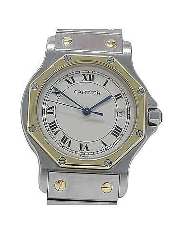 Cartier Cartier men's watch, Santos Octagon LM, date, quartz movement, stainless steel (SS) and gold (YG), W2001583 combination. (view 2)