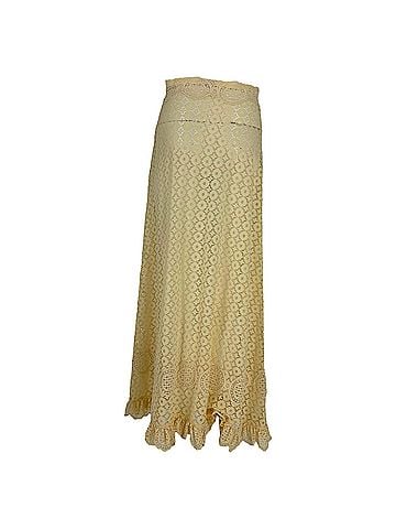 Paco Rabanne Paco Rabanne Lace Midi Skirt in Yellow Polyamide (view 2)