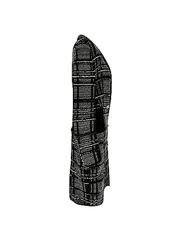 Balmain Balmain Plaid Double-Breasted Tweed Coat in Grey Viscose (view 2)