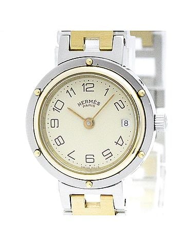 Hermès HERMES Clipper Gold Pllated Steel Quartz Mens Watch CL6.720 Polished (view 1)