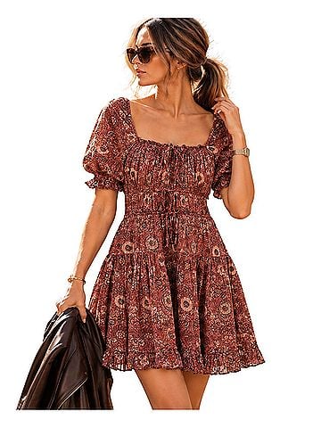 Ulla Johnson Juniper Boho Mini in Rosebud Print Casual Dress (view 1)