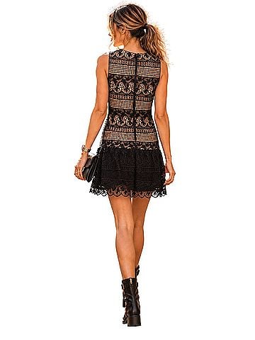 Alice + Olivia Peri Lace Crepe de Chine Cocktail Dress (view 2)