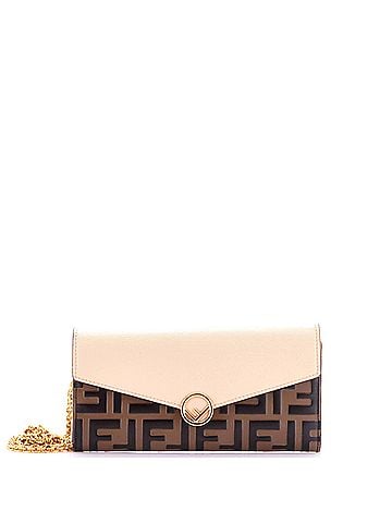 Fendi F is Fendi Continental Chain Wallet Leather with Zucca Embossed Detail (view 1)