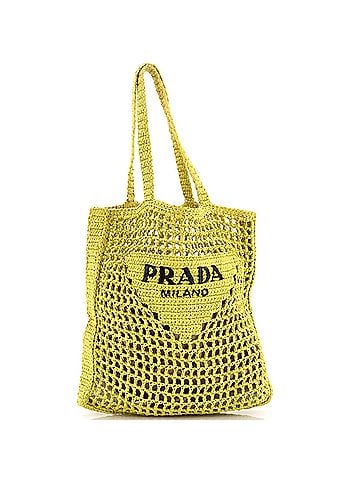 Prada Triangle Logo Open Tote Raffia (view 1)