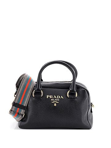 Prada Striped Strap Convertible Bauletto Bag Vitello Phenix Small (view 1)