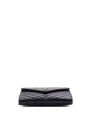 Saint Laurent Classic Monogram Envelope Wristlet Clutch Matelasse Chevron Leather (view 2)