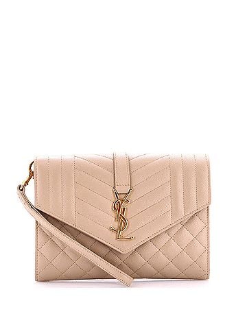 Saint Laurent Classic Monogram Envelope Wristlet Clutch Mixed Matelasse Leather (view 1)