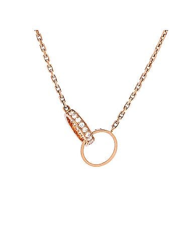 Cartier Love Interlocking Necklace 18K Rose Gold with Diamonds (view 1)