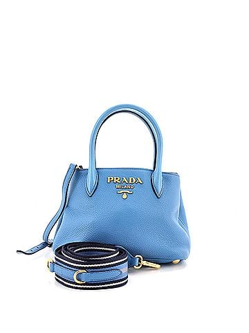 Prada Dual Strap Zip Tote Vitello Daino Mini (view 1)