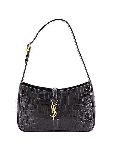Saint Laurent Le 5 a 7 Hobo Crocodile Embossed Leather Small (view 1)