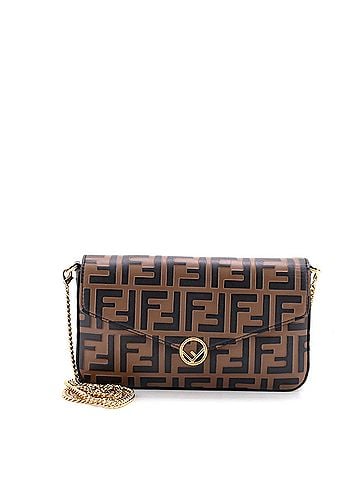 Fendi F is Fendi Envelope Clutch on Chain Zucca Embossed Leather (view 1)
